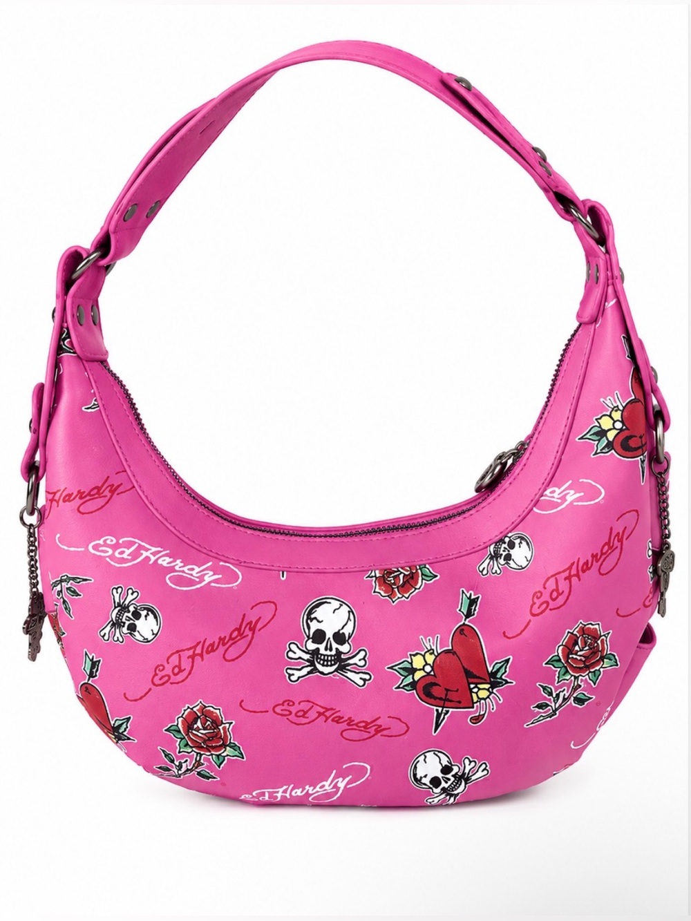 Ed Hardy Dalinda Applique Hobo Bag - Studded Pink - Picture 4 of 8